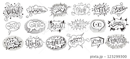 Comic Style Speech Bubbles with Sound Effects 123299300