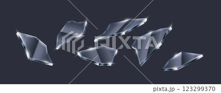Stylized glowing glass shards on dark background 123299370