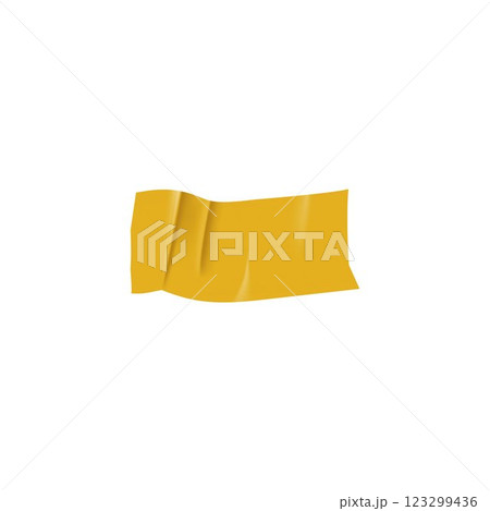 3d vector illustration of a curved yellow strip of adhesive tape with wrinkles. 123299436