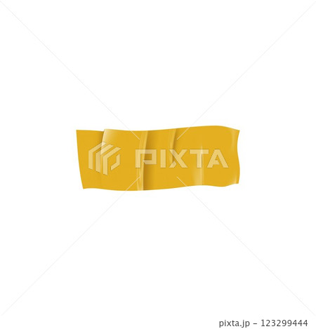 Yellow horizontal sticky tape strip, adhesive wrinkled paper piece, vector torn glued duct tape, corrugated sticker Yellow horizontal sticky tape strip, adhesive wrinkled paper piece, vector torn glued duct tape, corrugated sticker 123299444