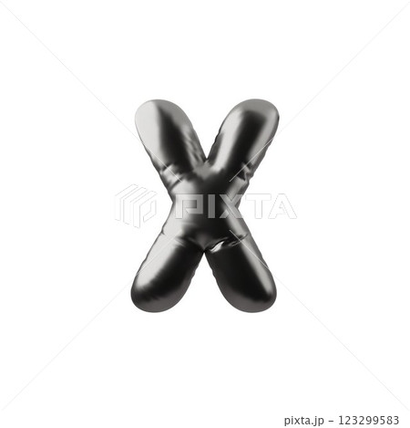 Alphabet uppercase letter X from black inflated balloon, vector volume 3D English metallic Latin type symbol, puffy font Alphabet uppercase letter X from black inflated balloon, vector volume 3D English metallic Latin type symbol, puffy font 123299583