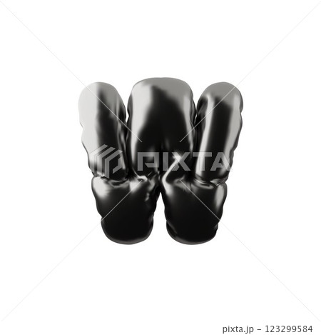 Alphabet uppercase letter W from black inflated balloon, vector 3D English volume metallic Latin consonant type symbol Alphabet uppercase letter W from black inflated balloon, vector 3D English volume metallic Latin consonant type symbol 123299584