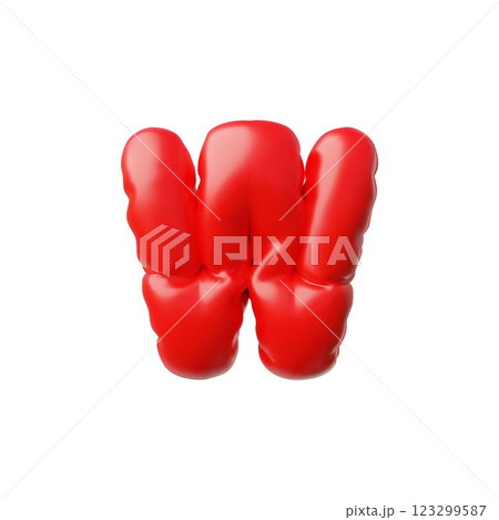 English alphabet letter W from red air inflated balloon 3D vector icon, consonant uppercase type symbol, puffy font sign English alphabet letter W from red air inflated balloon 3D vector icon, consonant uppercase type symbol, puffy font sign 123299587