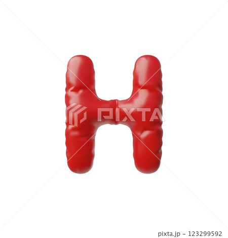 English alphabet uppercase letter H from red air inflated balloon 3D vector icon, Latin type symbol, stylized font sign 123299592