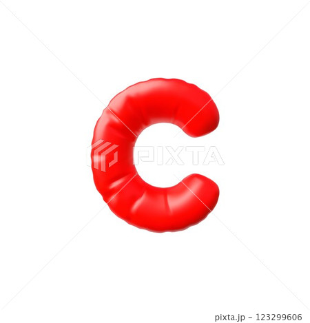 English alphabet uppercase letter C from red air inflated balloon 3D vector icon, consonant type symbol, puffy font sign English alphabet uppercase letter C from red air inflated balloon 3D vector icon, consonant type symbol, puffy font sign 123299606