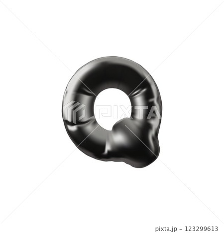 Alphabet uppercase letter Q from black inflated balloon, vector 3D English volume metallic Latin consonant type symbol Alphabet uppercase letter Q from black inflated balloon, vector 3D English volume metallic Latin consonant type symbol 123299613