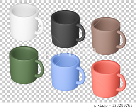 3d rendering colorful mugs 123299765