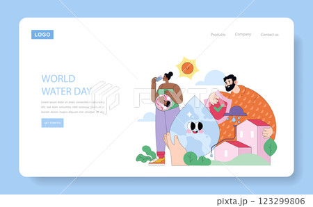 World Water Day illustration. Celebrating the importance of clean water access for communities globally. Encouraging conservation and sustainable water management practices. Vector illustration. World Water Day illustration. Celebrating the importance of clean water access for communities globally. Encouraging conservation and sustainable water management practices. Vector illustration. 123299806