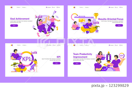 Goal Achievement illustration. This composition presents a collaborative environment where individuals celebrate success. The focus is on measurable results, team synergy, and productivity enhancement 123299829