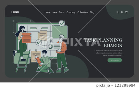 Task planning boards concept. A collaborative workspace where individuals engage in organizing and managing tasks effectively. Promoting teamwork and productivity through visual tools. Vector Task planning boards concept. A collaborative workspace where individuals engage in organizing and managing tasks effectively. Promoting teamwork and productivity through visual tools. Vector 123299984