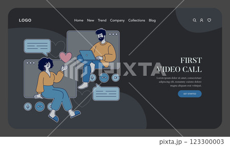 Long Distance Love Concept. A representation of a couple engaging in their first video call, emphasizing the emotional connection despite the distance. The scene captures excitement, anticipation, and Long Distance Love Concept. A representation of a couple engaging in their first video call, emphasizing the emotional connection despite the distance. The scene captures excitement, anticipation, and 123300003