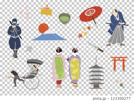 日本文化（手繪風格插圖） 123300277