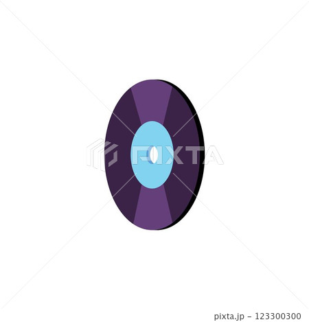 Vintage music vinyl record disc with blue label vector flat icon, gramophone vinyl record, old technology, retro sound 123300300