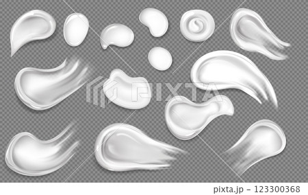 Illustration set of smears and drops templates of liquid, cream and other cosmetic products. Illustration set of smears and drops templates of liquid, cream and other cosmetic products. 123300368