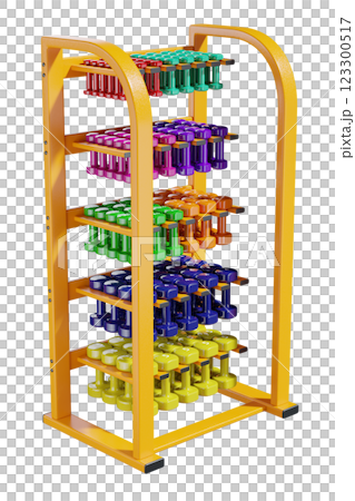 Gym Dumbbell rack with colorful dumbbells, weightlifting gym equipment stand 123300517