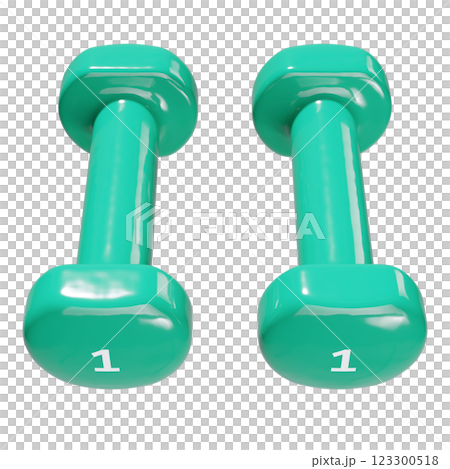Round vinyl rubber Dumbbells, weightlifting gym equipment side view 123300518