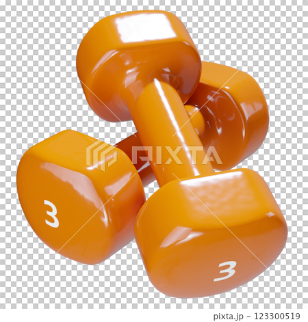 Round vinyl rubber Dumbbells, weightlifting gym equipment side view 123300519