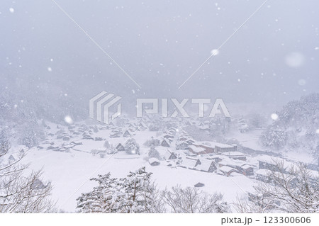 雪降る冬の白川郷 雪降る冬の白川郷 123300606
