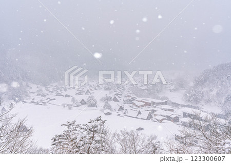 雪降る冬の白川郷 雪降る冬の白川郷 123300607