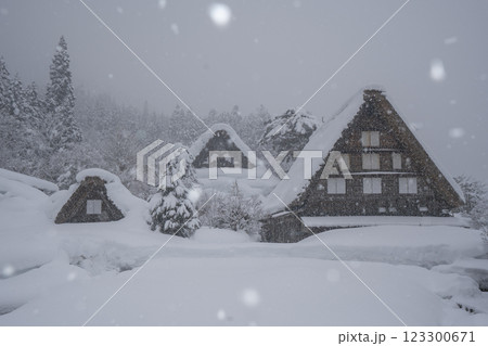 雪降る冬の白川郷 雪降る冬の白川郷 123300671