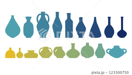 Colorful ceramic vases collection. Contemporary art elements. Pottery workshop 123300750