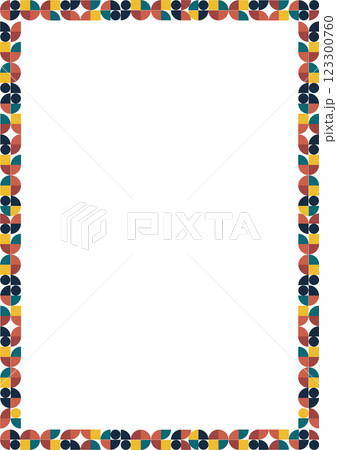 Colorful stylish geometric empty rectangle frame. Vector frame for text. Modern Art baby shower Colorful stylish geometric empty rectangle frame. Vector frame for text. Modern Art baby shower 123300760