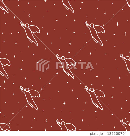 Christmas seamless vector pattern with decorative elements. Seamless pattern with angel character Christmas seamless vector pattern with decorative elements. Seamless pattern with angel character 123300794