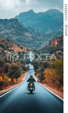 バイクでツーリングの風景 123300841