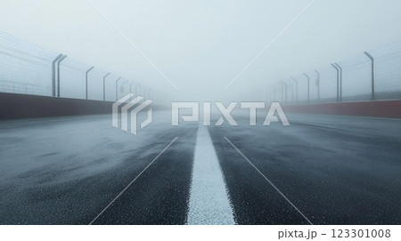 霧に包まれたモータースポーツのレース場	 123301008