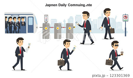 ビジネスマンのイラスト素材集 背景白 ビジネスマンのイラスト素材集 背景白 123301369