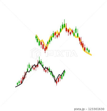 candlestick chart for stock-market with buy and sell button candlestick chart for stock-market with buy and sell button 123301630