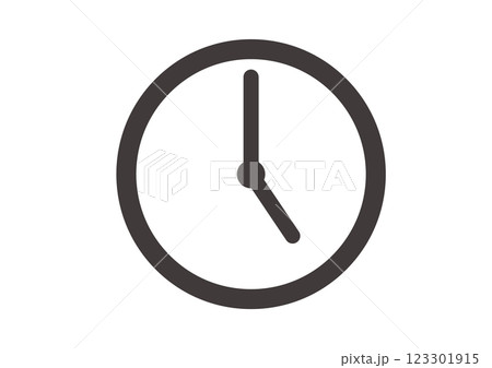 シンプルでフラットな時計のアイコンイラスト 123301915