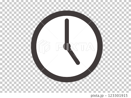 シンプルでフラットな時計のアイコンイラスト 123301915