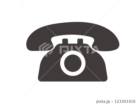 シンプルでフラットな黒電話のイラスト 123301916