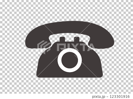 シンプルでフラットな黒電話のイラスト 123301916
