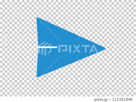 シンプルでフラットな青い紙飛行機のアイコンイラスト 123301946