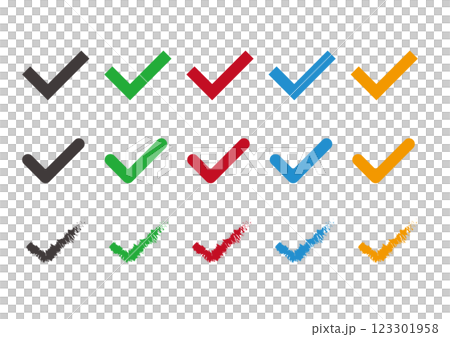 簡單而扁平的複選標記插圖集 123301958