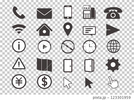 簡單而平坦的接觸圖示插圖集 123301959