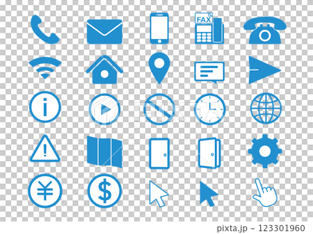 簡單而平坦的接觸藍色圖示插圖集 123301960