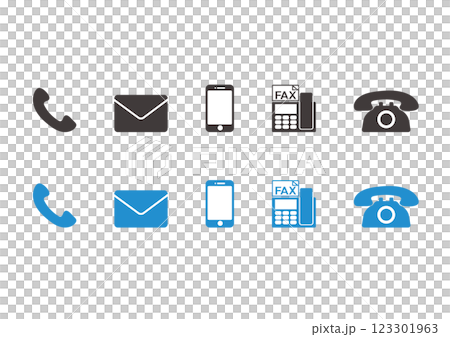 Simple and flat contact blue icon illustration set Simple and flat contact blue icon illustration set 123301963