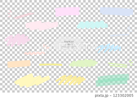 カラフルなラインマーカー風イラスト素材セット 123302005