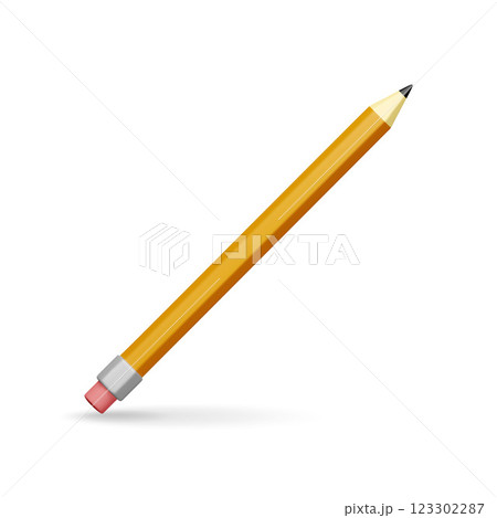 3D Black pencil with rubber eraser isolated 123302287