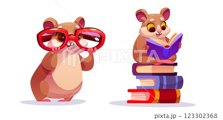 Smart hamster characters set isolated on white 123302368