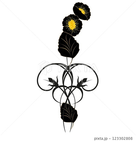 Black flower design. 123302808