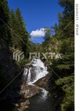 Path on alpine trail from lake Riesachsee wanderweg near Schladming, Austria 123303030