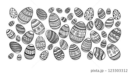 Black and White Easter Egg Patterns Line Doodle Illustration Black and White Easter Egg Patterns Line Doodle Illustration 123303312