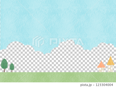 積雨雲和房屋的風景插圖 123304004