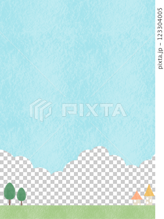 入道雲と家のある風景イラスト 123304005