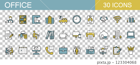 Office and business line icon set color 123304068