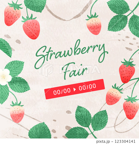 イチゴの水彩イラストの背景素材_3 123304141